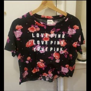 PINK Victoria's Secret Rhinestone Logo Crop Top